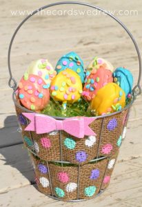 polka dot burlap wire easter basket