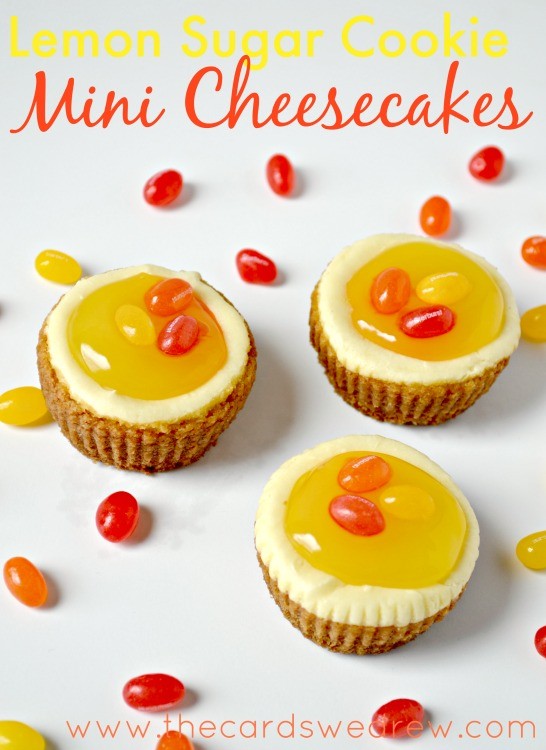 Lemon Sugar Cookie Mini Cheesecakes from www.thecardswedrew.com