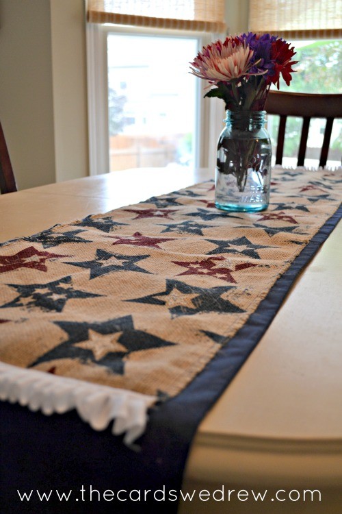 fourth of july burlap table runner