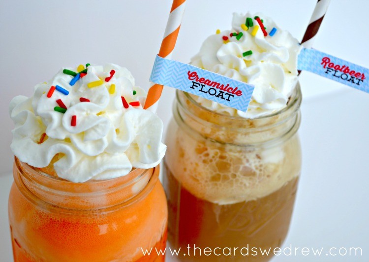 creamsicle and rootbeer floats with sprinkles