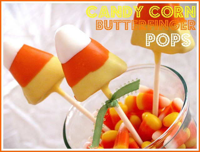 candy corn butterfinger pops