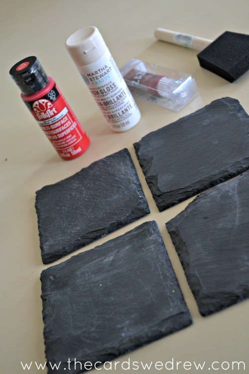 slate tile coasters with paint