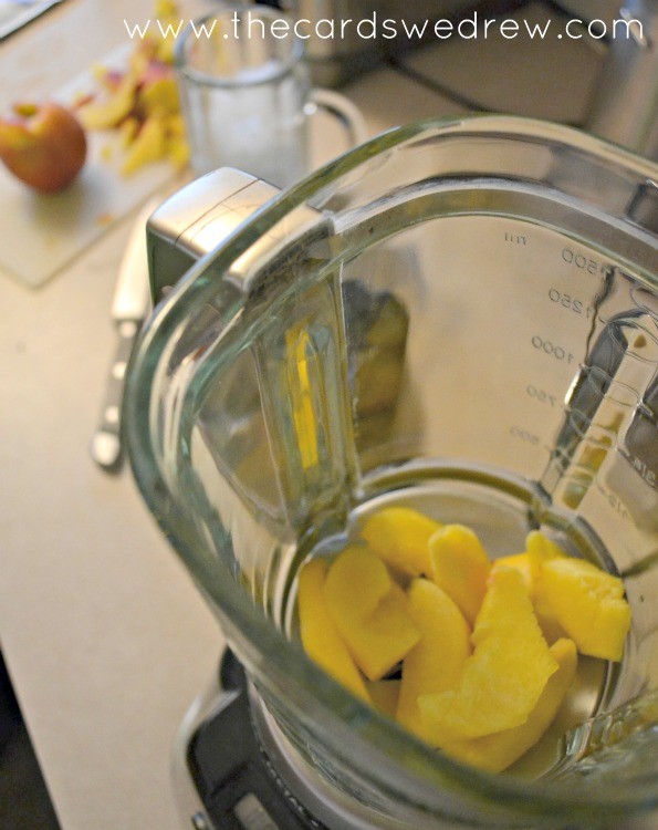 chop up peaches for your smoothie