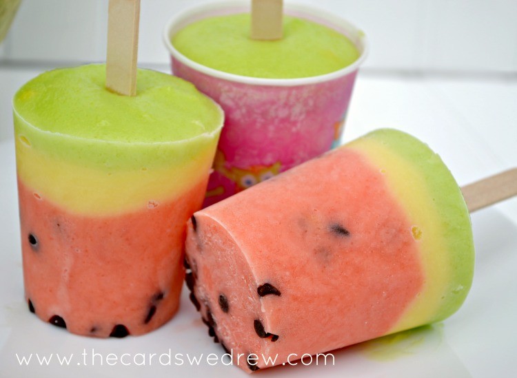 Watermelon Pudding Pops from The Cards We Drew