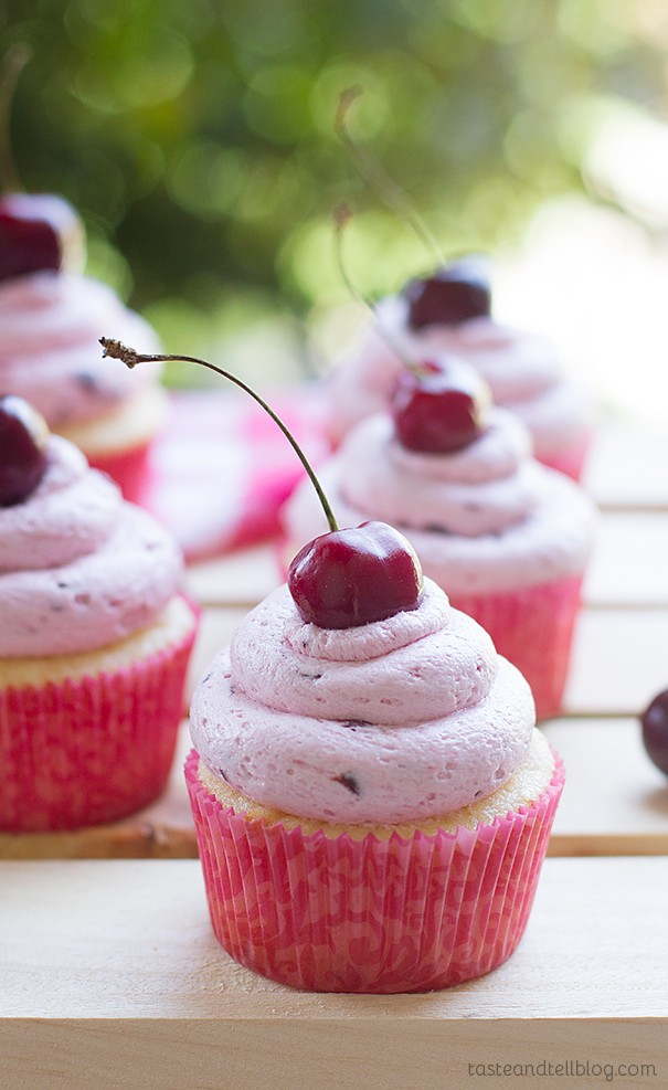 Almond-Cupcakes-with-Fresh-Cherry-Frosting-Taste-and-Tell-1