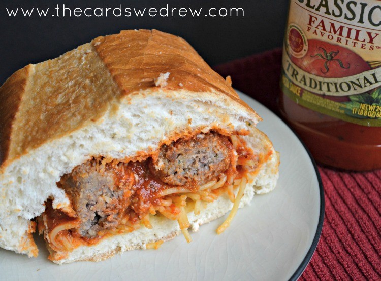 homemade spaghetti and meatball garlic bread sandwiches