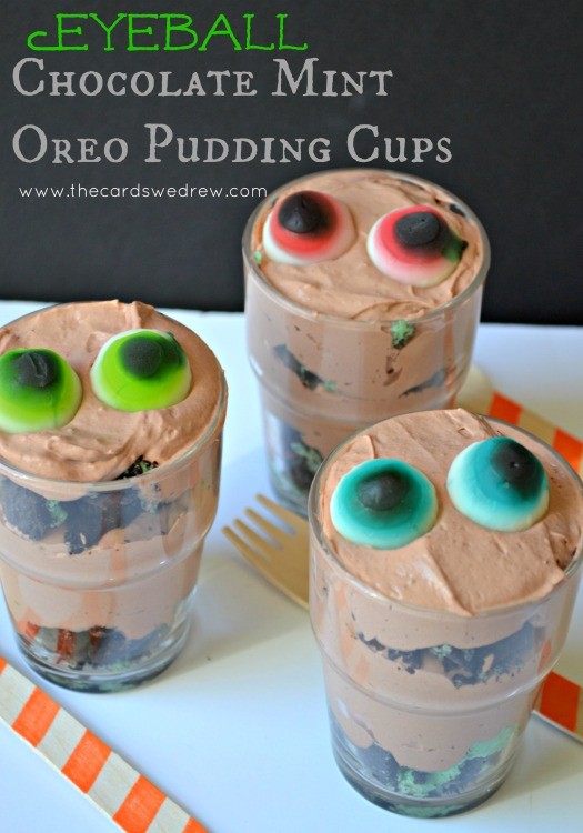 Eyeball Chocolate Mint Oreo Pudding Cups
