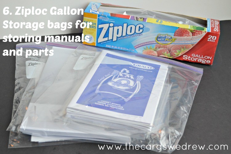 Ziploc bags for store manuals and parts