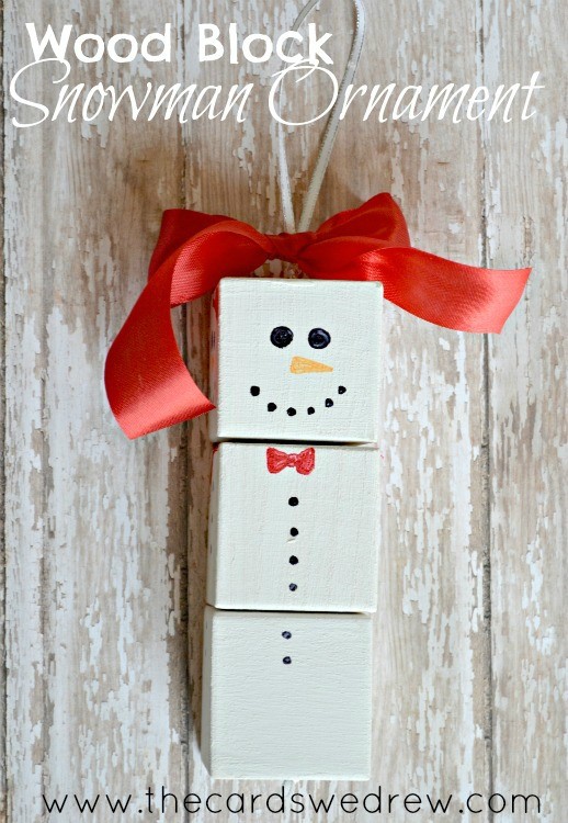 Wood Block Snowman Ornament