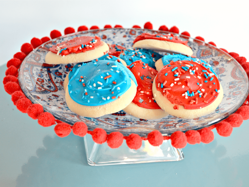 Red White and Blue Mod Podge Cake Stand
