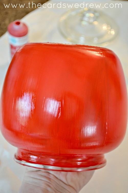red apple painted vase