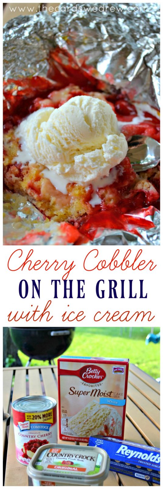 Cherry Cobbler on the Grill with Ice Cream Grilled Dessert