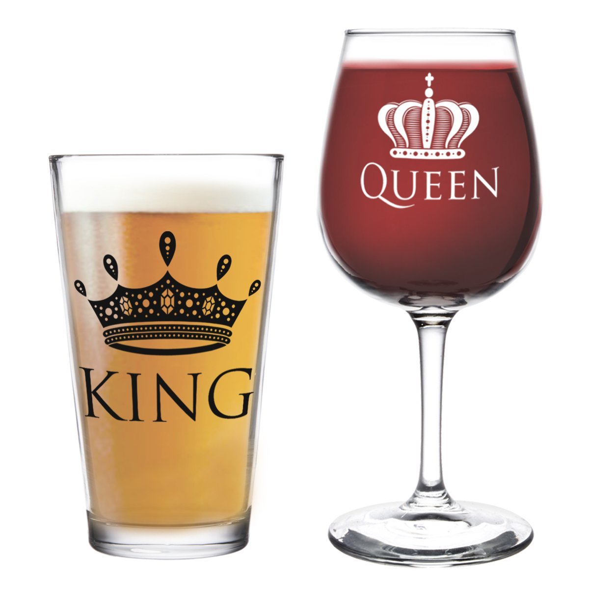 king and queen glasses