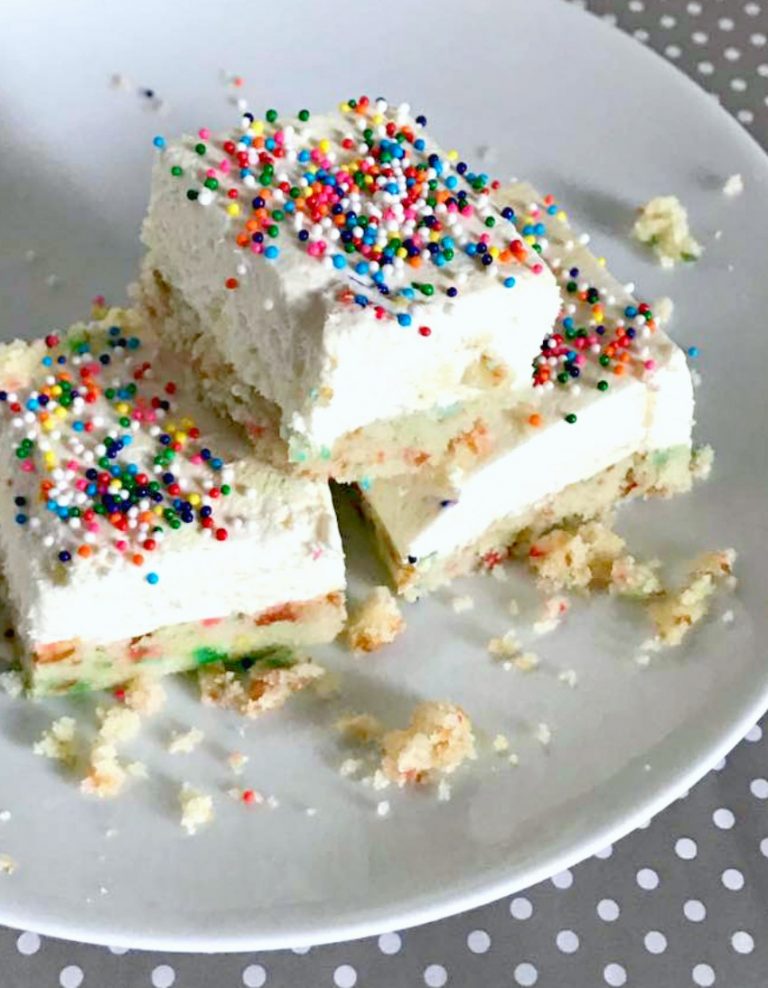 Birthday Cake No Bake Cheesecake Bars