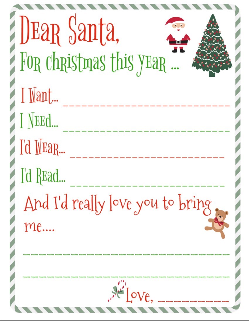 Free Santa Wishlist Printable + Portable North Pole Christmas - The ...