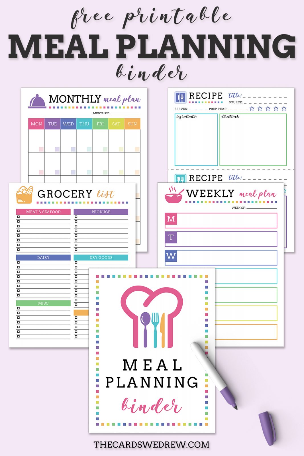 free printable meal planner for happy planner