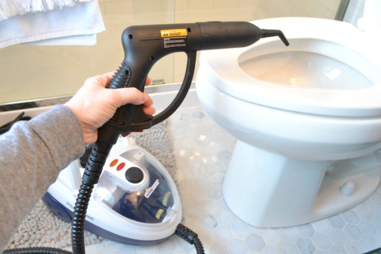 steam cleaning a bathroom