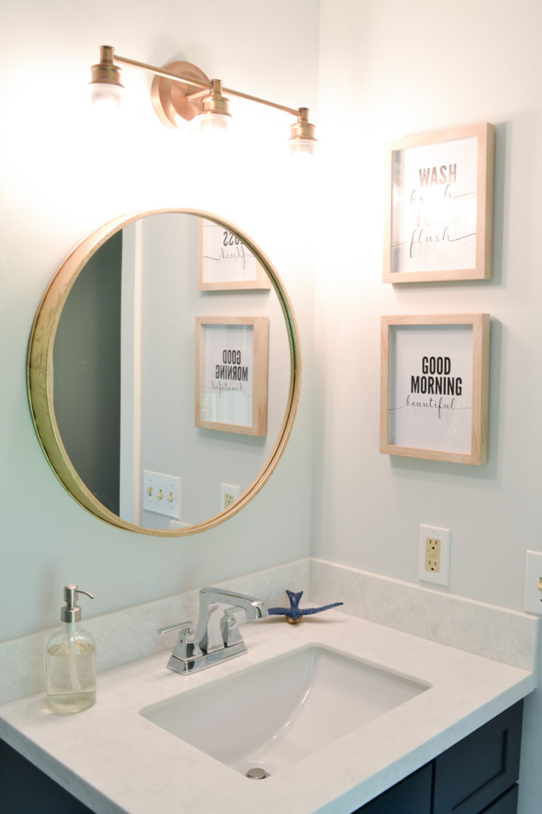 Navy Blue and White Master Bathroom Makeover