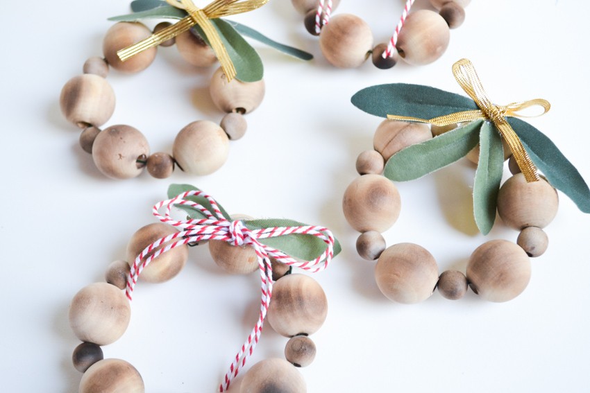 DIY Christmas Ornaments - Mini Wood Beads