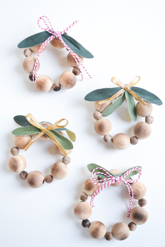 DIY Christmas Ornaments - Mini Wood Beads