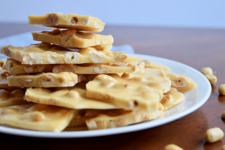 old fashioned peanut brittle on a plate