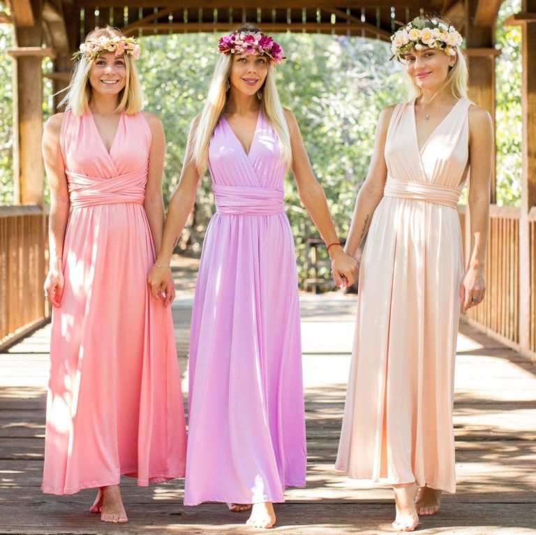 pink and yellow bridesmaid dresses