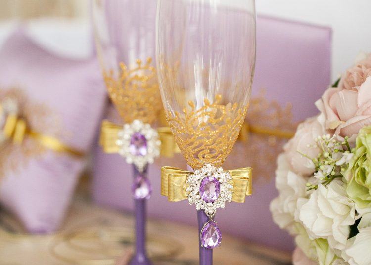 Purple Yellow And Pink Wedding Décor The Cards We Drew - Purple And Gold Decoration Ideas