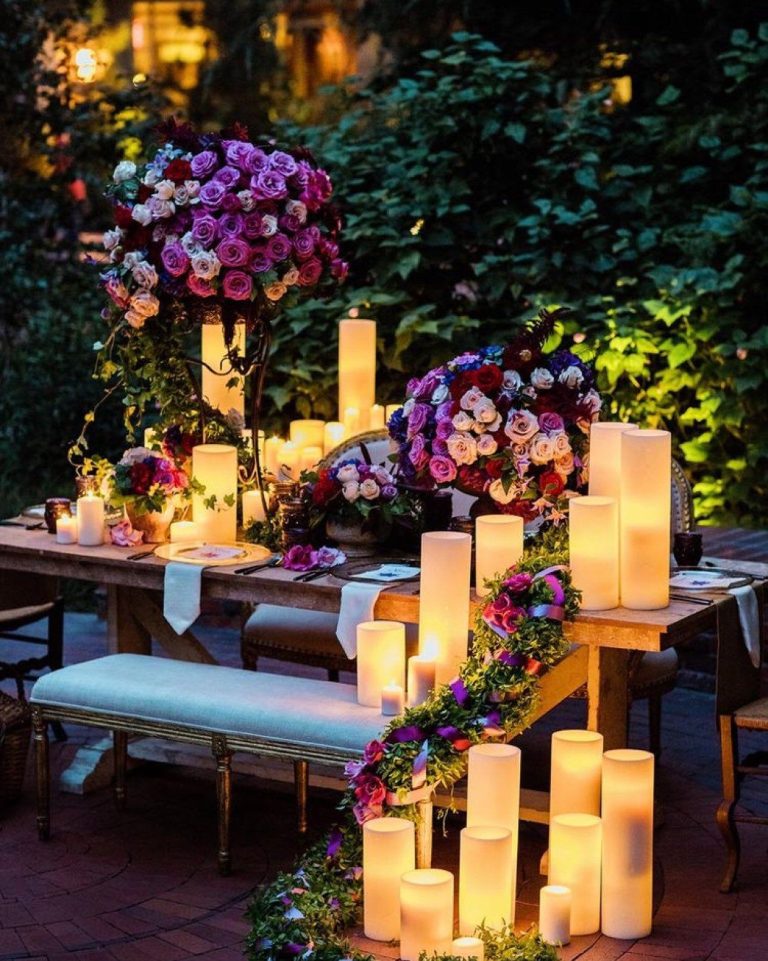 Purple, Yellow, And Pink Wedding Décor
