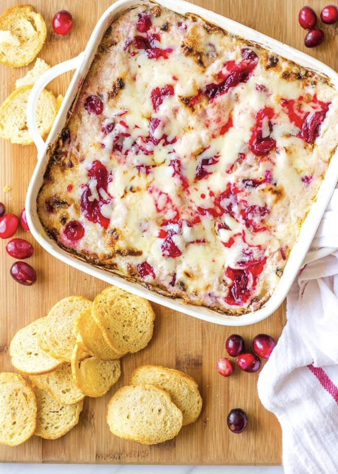 white cheddar and cranberry sauce dip
