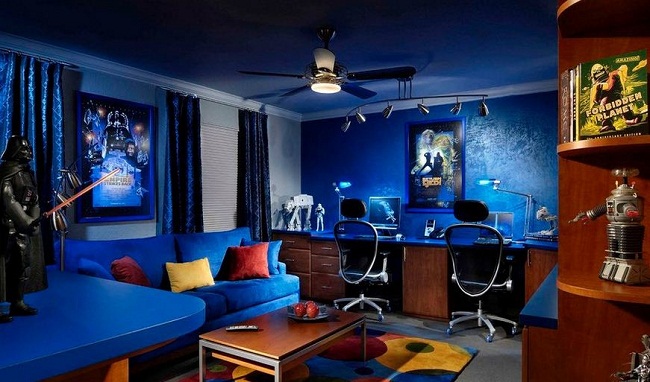 blue video game room