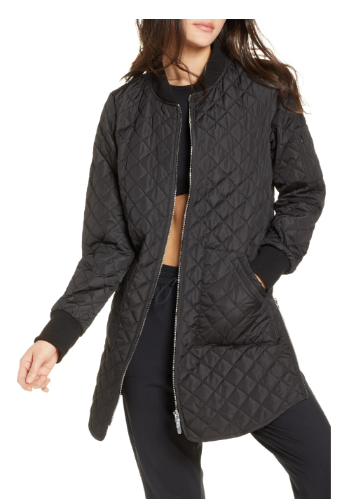 water resistant quilted bomber